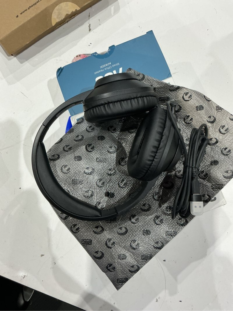 Condition photo showing Good Condition for aoc usb headset with microphone for pc, over-ear wired headphones with mic, noise-cancelling boom, 40mm audio drivers, usb-a/c compatibility for office, call centers & online meetings (black)