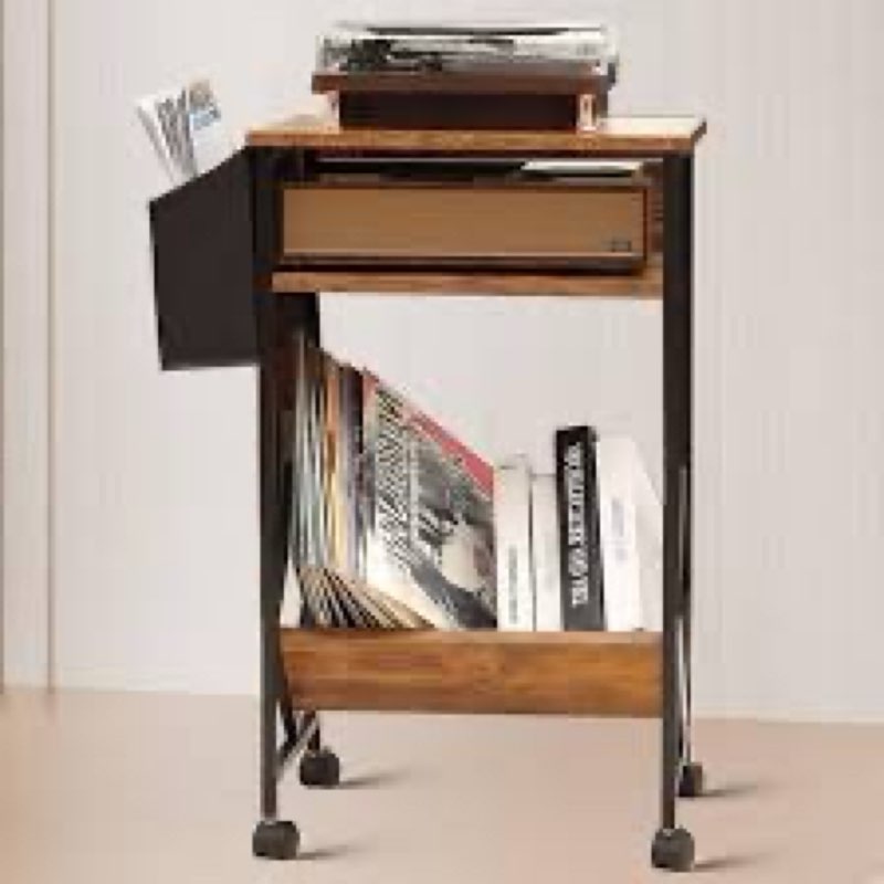 KATHY&BOB 3-Tier Printer Stand Mobile File Cabinet for Home Office with Side Storage Bag, Rolling Fi