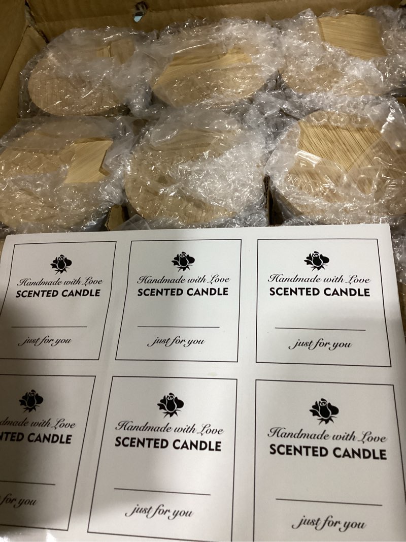 Condition photo showing New/Like New for connoo 12pack 10 oz clear glass candle jars with bamboo lids for making candles, large size empty candle tins with wooden lids, bulk clean candle containers - dishwasher safe
