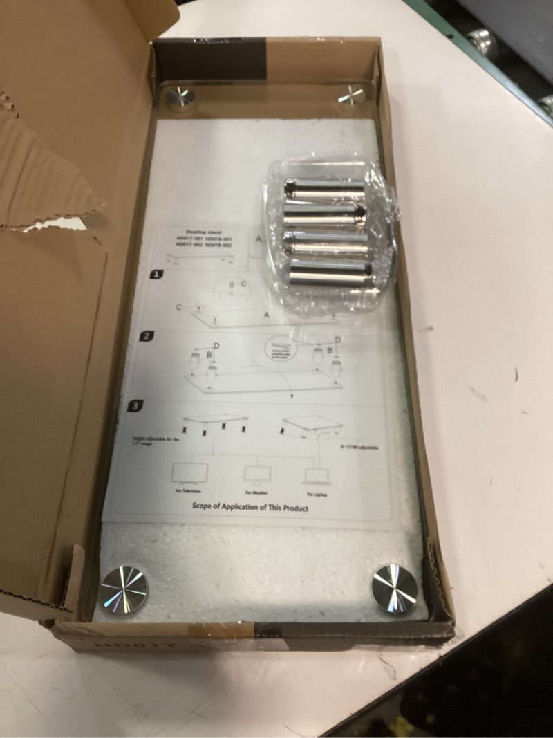 Condition photo showing Good Condition for Clear Computer Monitor Stand Riser with Height Adjustable Multi Media Desktop Stand for Flat Screen LCD LED, Laptop/Notebook/Xbox One,HD01T-002