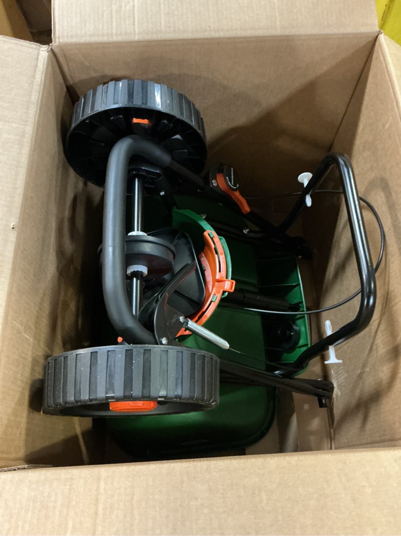 Condition photo showing Good Condition for scotts turf builder edgeguard dlx broadcast spreader - spreader for lawn fertilizer, weed & insect control, grass seed, and ice melt, holds up to 15,000 sq. ft. of product