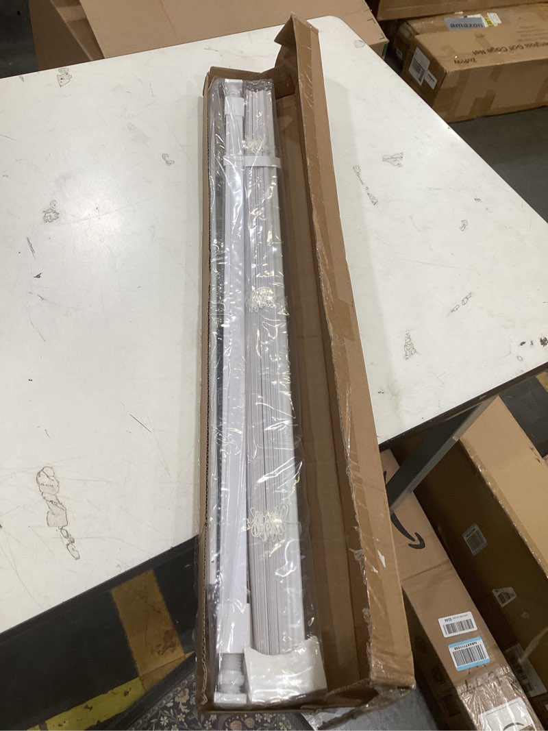 Condition photo showing New/Like New for lazblinds no tools no drill 1" vinyl mini blinds, cordless blinds for windows, light filtering horizontal window blinds & shades, 32" w x 48" h, white cordless-white 32" w x 48" h
