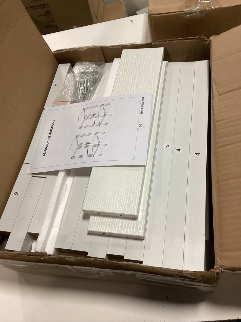 Condition photo showing Good Condition for Set of 2 End Table, Side Table, Nightstands with 2-Tier Storage Shelves, Sofa Table for Small Space, Living Room Bedroom, White UTBT101W2