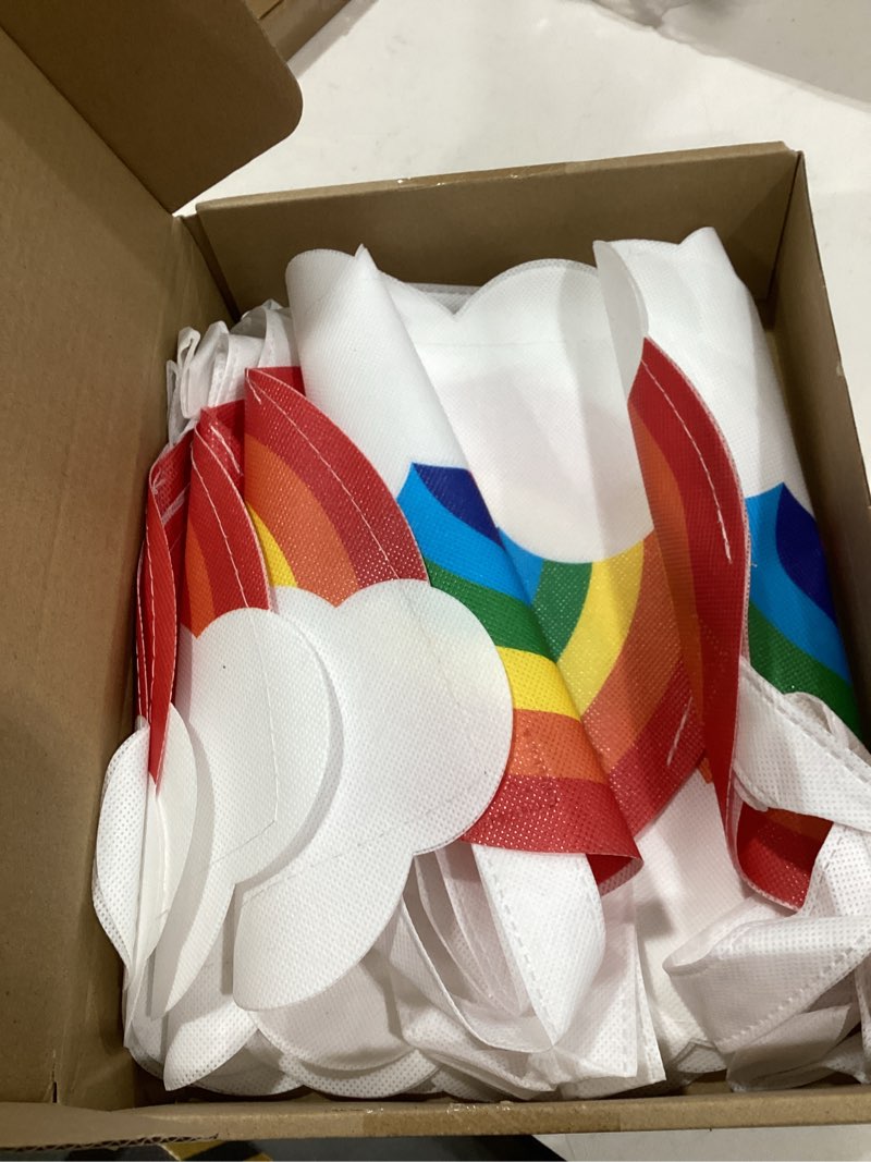 Condition photo showing Good Condition for tranqun 36 pack rainbow party favor bags with handle rainbow goodie non-woven treat candy gift bags for cloud birthday, baby shower, gender reveal party supplies