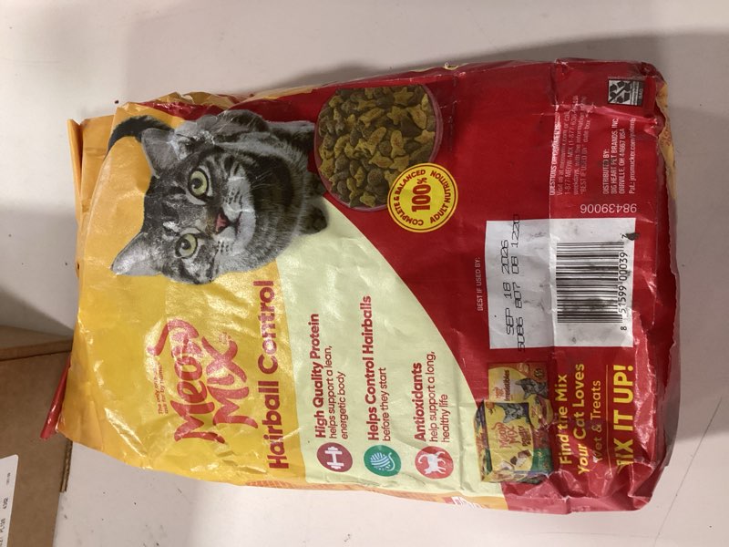 Condition photo showing New/Like New for Meow Mix Cat Food, Hairball Control, 3.15 lb( BB 18/SEP/ 2026)
