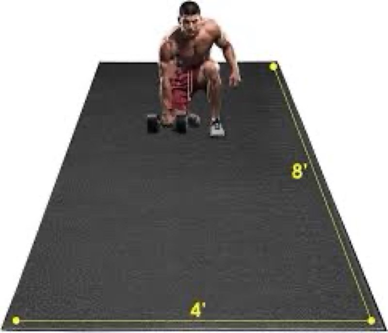 Large Exercise Mat for Home Workout, 8' x 4' Ultra-Durable Workout Mat for Home Gym Flooring - High 