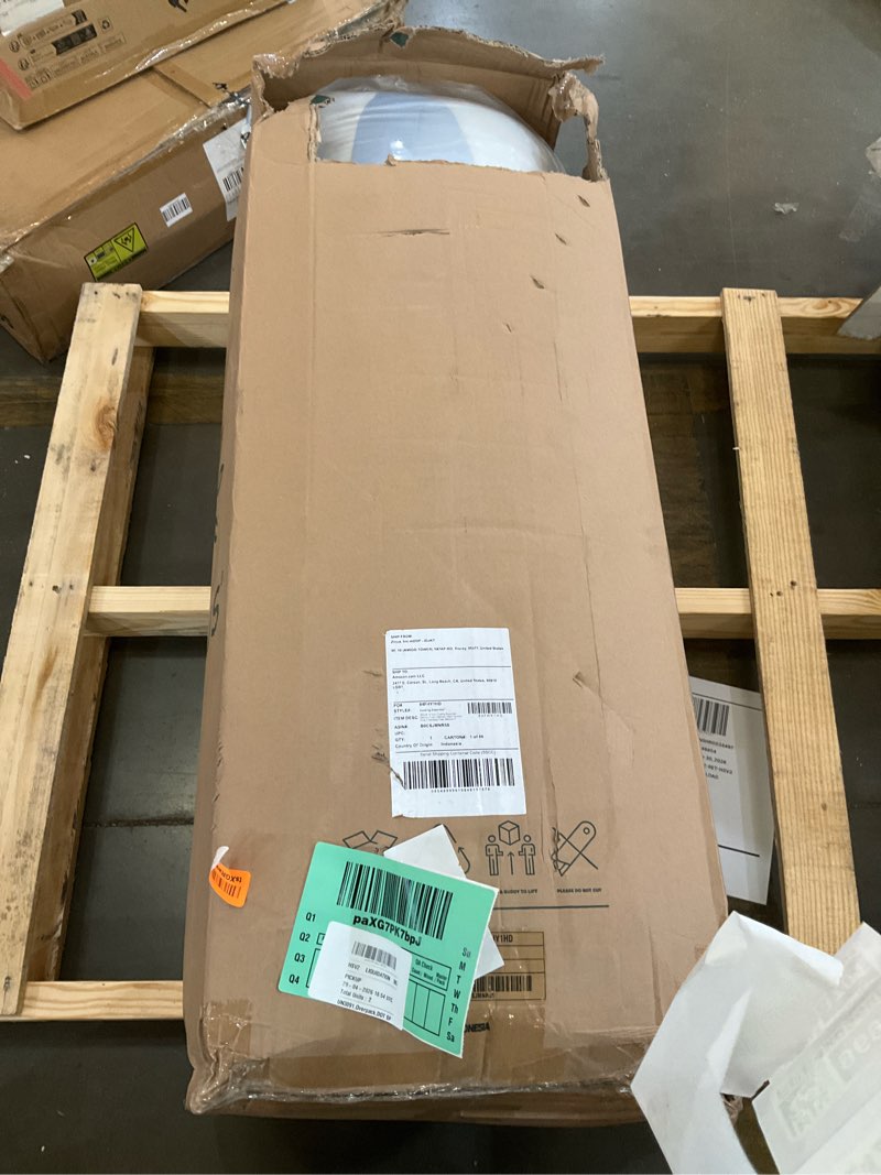 Condition photo showing As Is for zinus 12 inch king cooling essential memory foam mattress [newversion], fiberglass free, medium feel, breathable cooling layers, certified safe materials white king 12" cooling (new box)