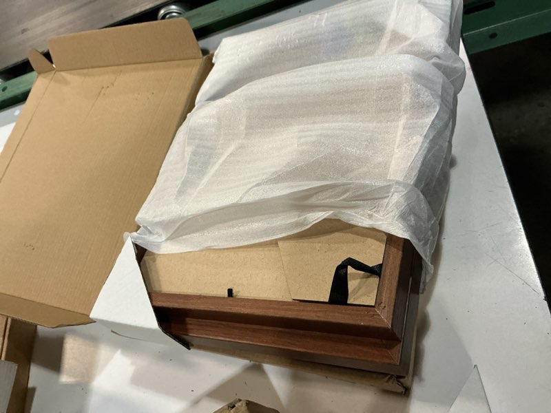 Condition photo showing Good Condition for yaetm 8x10 picture frame with mat for 5x7 set of 2, walnut brown, solid wood photo frames 8 x 10 with tempered glass, display on tabletop or wall mounting (2 pack, walnut)