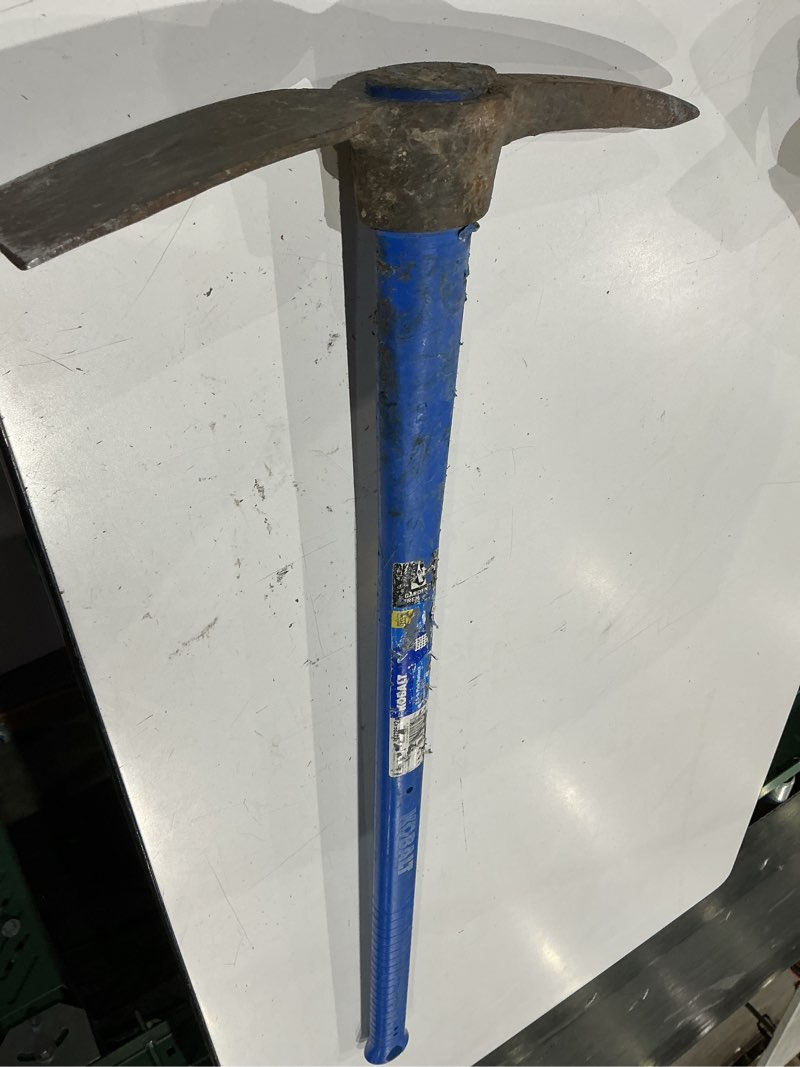 Condition photo showing As Is for kobalt 2.5-lb steel pick mattock with 36-in fiberglass handle