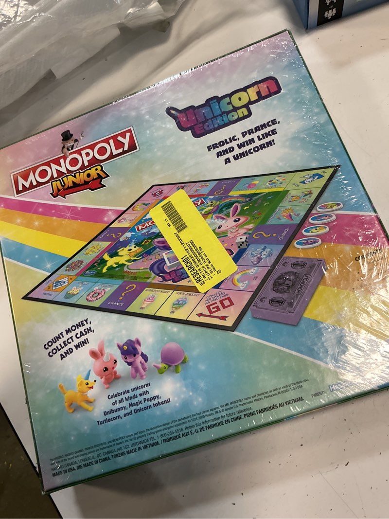 Condition photo showing Good Condition for monopoly junior: unicorn edition board game | magical-themed indoor family game | 2 to 4 players | preschool games | kids gifts | ages 5 and up (amazon exclusive)