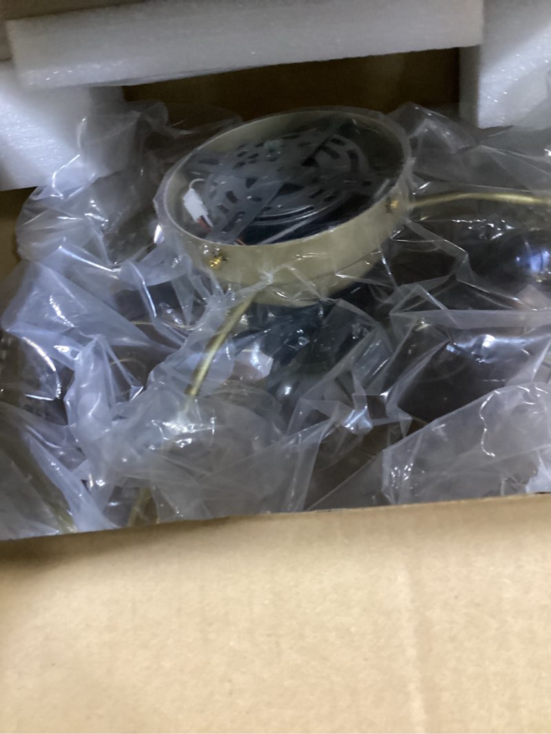 Condition photo showing Good Condition for ceiling fans with lights and remote caged low profile farmhouse ceiling fan with smart led 6 speed 3 color temp. enclosed ceiling fan flush mount fandelier for bedroom living room gold crystal
