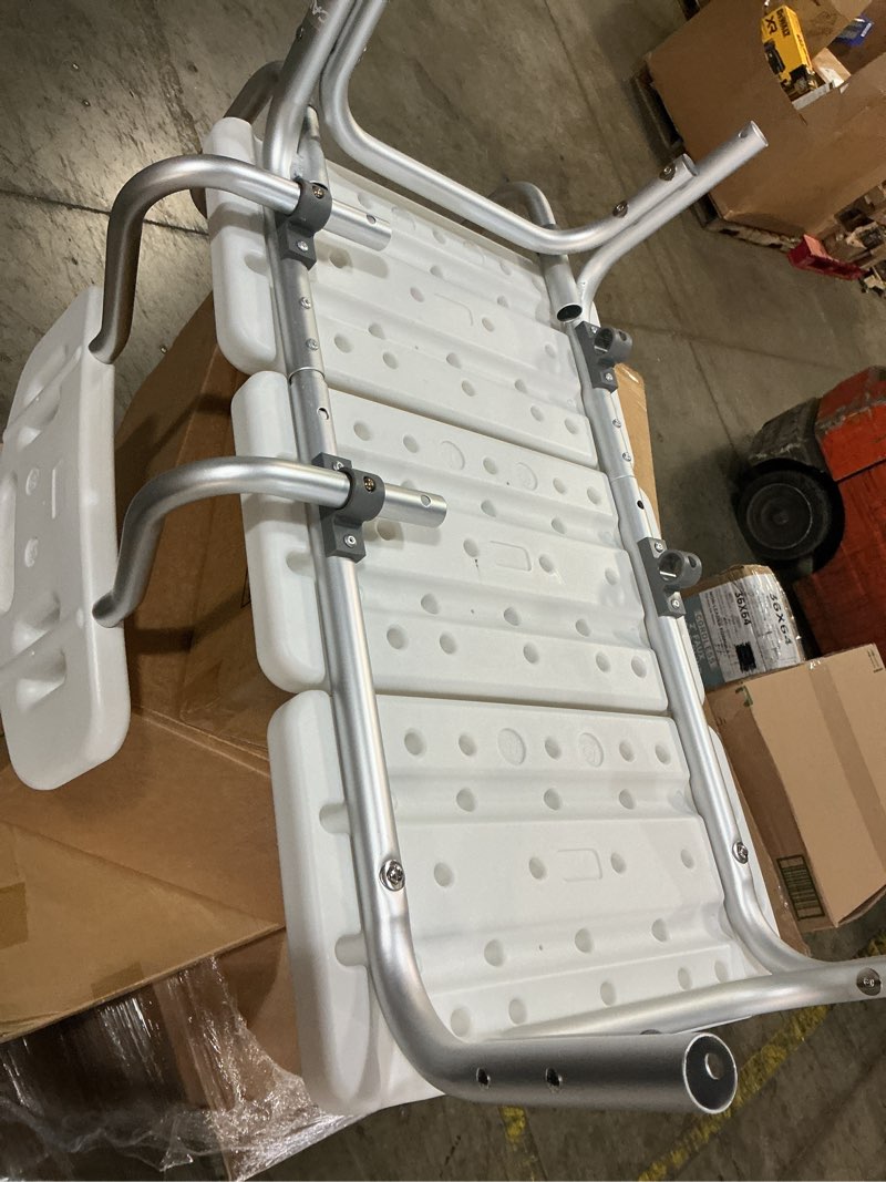Condition photo showing As Is for homland tub transfer bench for bathtub, 400 lbs heavy duty shower chair with backrest, slip-resistant feet, height adjustable shower bench shower seat for elderly and disabled