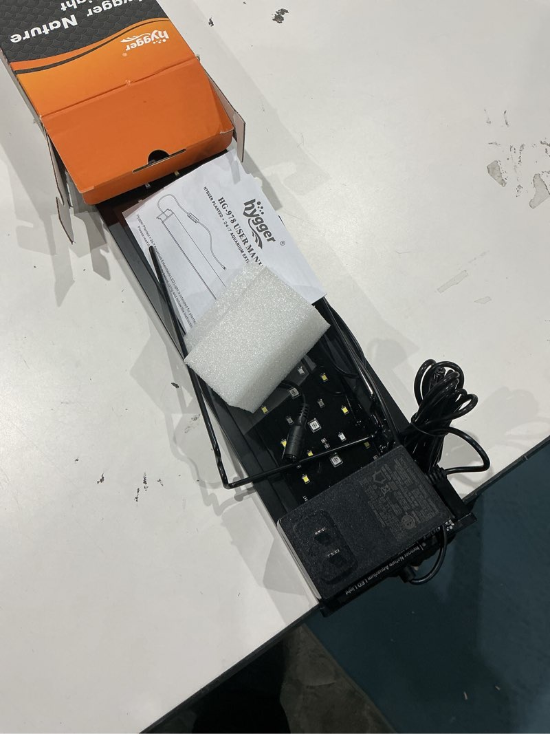 Condition photo showing As Is for hygger 36w 24/7 lighting aquarium led light, sunrise-daylight-moonlight mode and diy mode, adjustable timer adjustable brightness fish tank light with extendable bracket 7 colors for planted tank 36w for 36~42inch tank