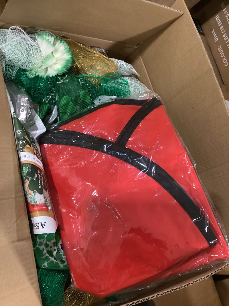 Condition photo showing As Is for 25 Inch Large St Patricks Day Decorations Wreath, Handmade Artificial Shamrock Wreath for Front Door with LED Lights, Kiss Me Im Irish for Wall Decor Window, Saint Paddys Day Decorations