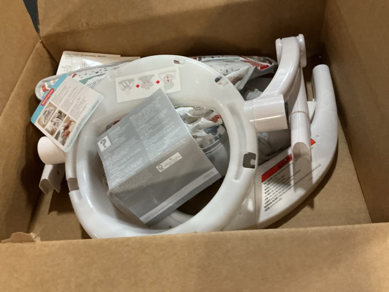 Condition photo showing Good Condition for Fisher-Price Portable Baby Chair Sit-Me-Up Floor Seat with Developmental Toys & Machine Washable Seat Pad, Rainbow Showers 1 Count Rainbow Showers