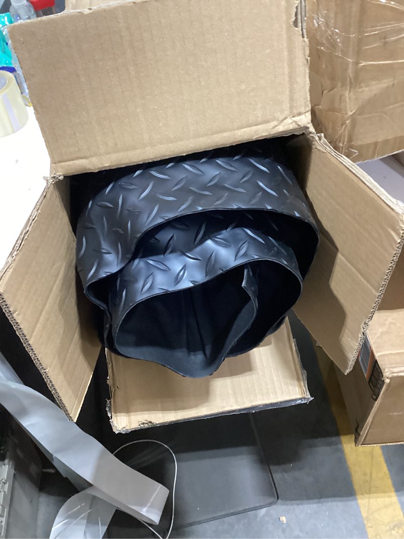Condition photo showing As Is for anti fatigue mats industrial 2' x 5' 15/16" thick ergonomic standing mat commercial kitchen mat heavy duty diamond plate cushioned shop floor mats helps relieve back and leg soreness 2' x 5' black