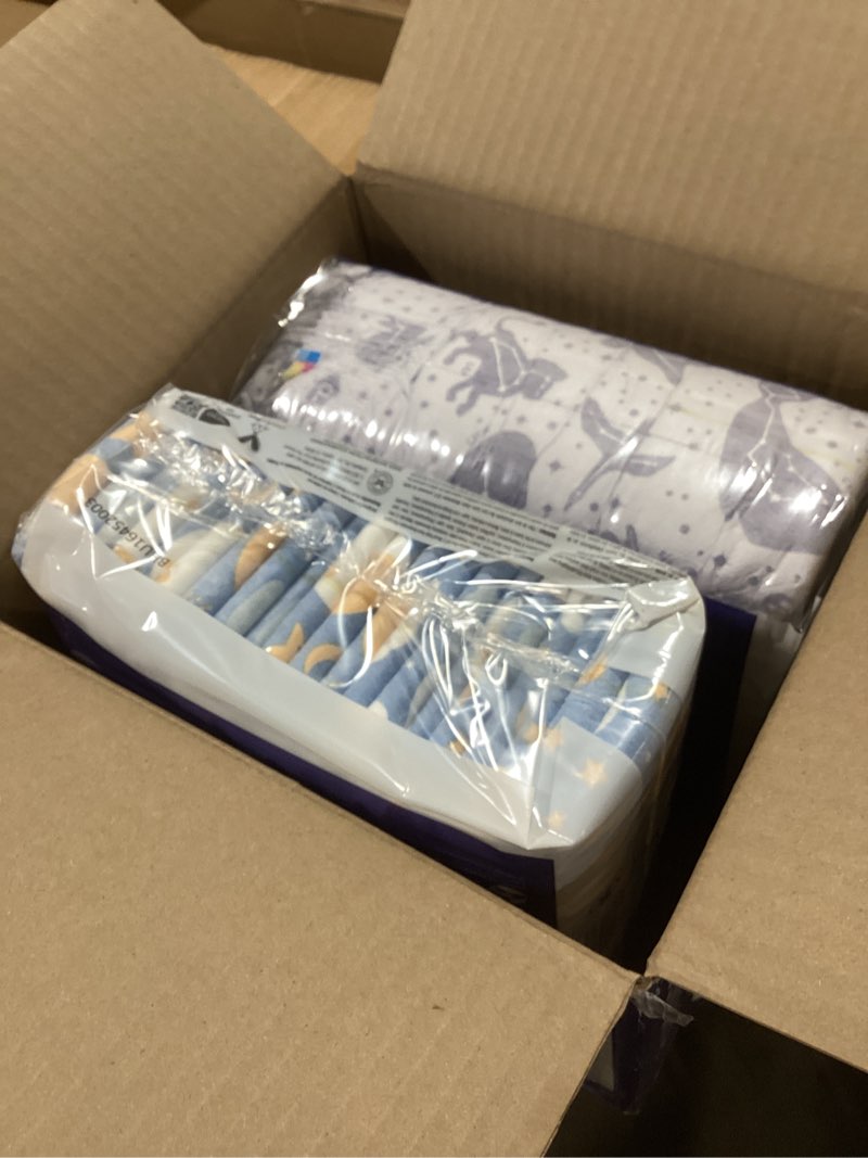 Condition photo showing New/Like New for The Honest Company Comfort Dry Disposable Overnight Diapers for Sensitive Skin, Hypoallergenic, Baby Cozy Cloud and Star Signs Design Club Box Size 5 (27 lbs) 40 Count Size 5 40