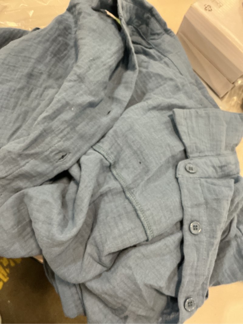 Condition photo showing Good Condition for fixmatti women 2 piece outfits long sleeve button down blouse and shorts sweatsuit sets haze blue large