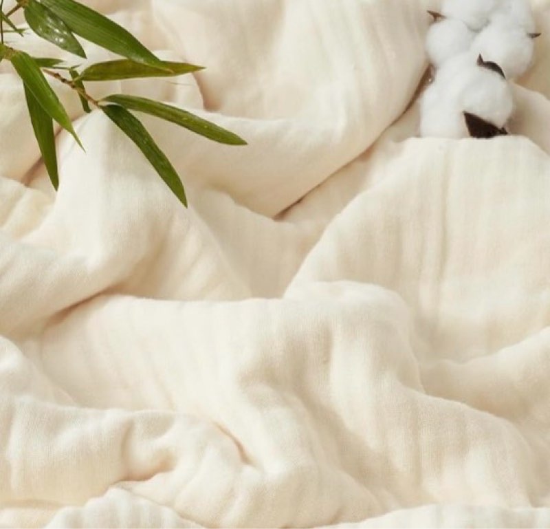 phf cooling muslin throw blanket, lightweight gauze blanket for adults, 60% rayon derived from bamboo & 40% cotton for summer, 4-layer soft breathable for hot sleepers, 50"x60", natural/shortbread