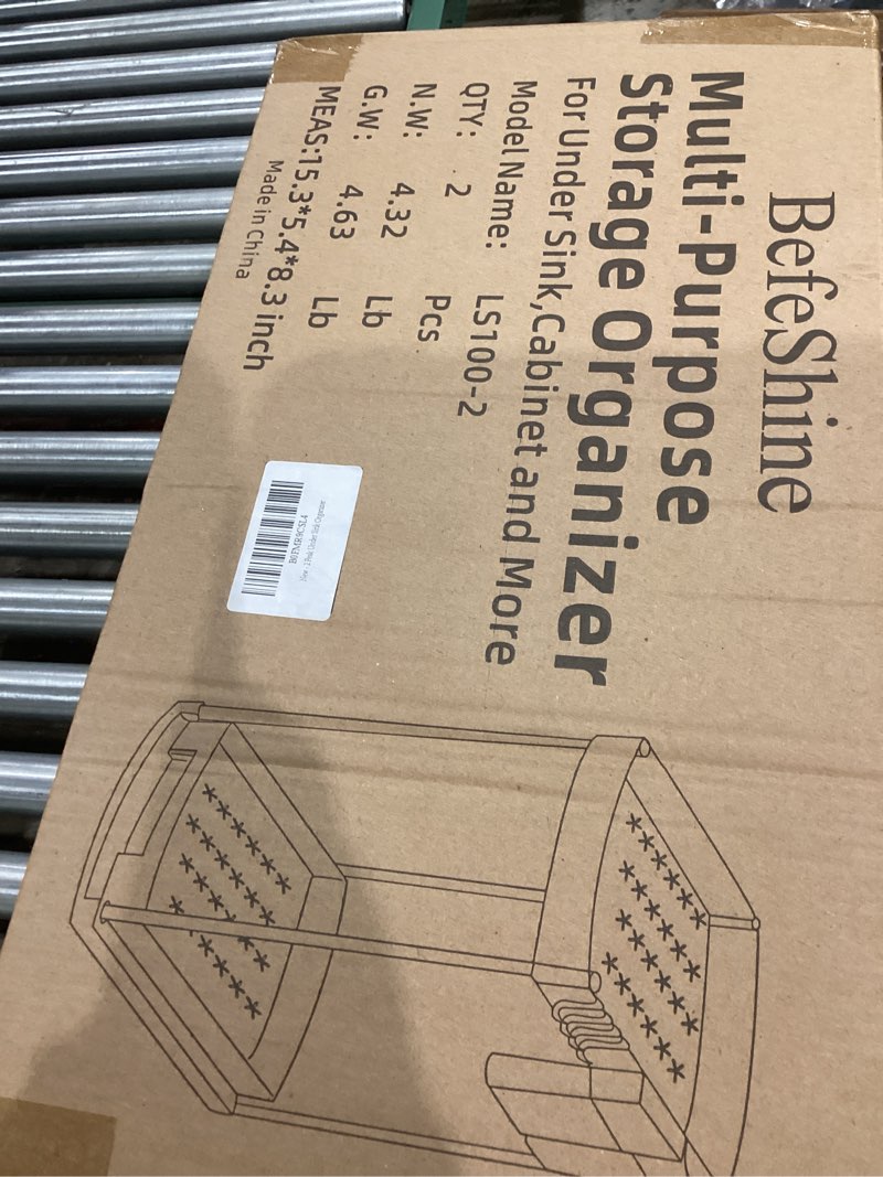 Condition photo showing Good Condition for Under Sink Organizer,2-Tier Multi-Purpose Storage Organizers for Bathroom & Kitchen,Pull-Out Under Cabinet Organizers and storage with Storage Hooks and Cup(2-Pack)