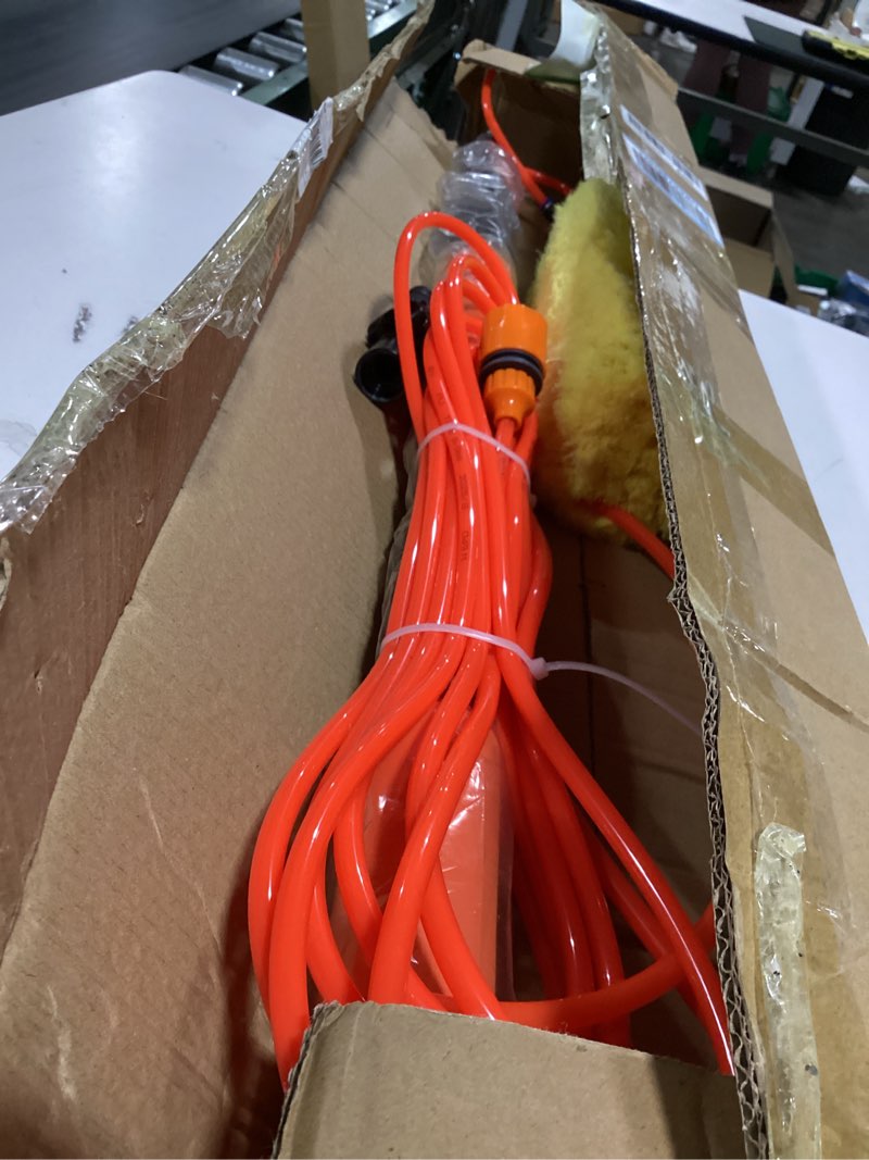 Condition photo showing New/Like New for 12ft car wash brush with long handle, car cleaning brush with 12"soft bristle and hard bristle, 3-12ft telescopic pole with hose attachment for scratch-free cleaning truck,rv,boat,siding,solar panels 12ft-orange-2
