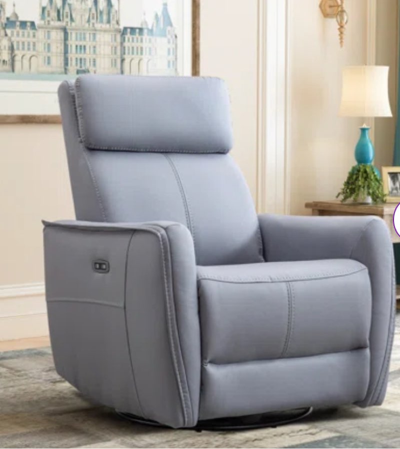 32.3\" wide contemporary swivel and rocker power recliner chair with usb port