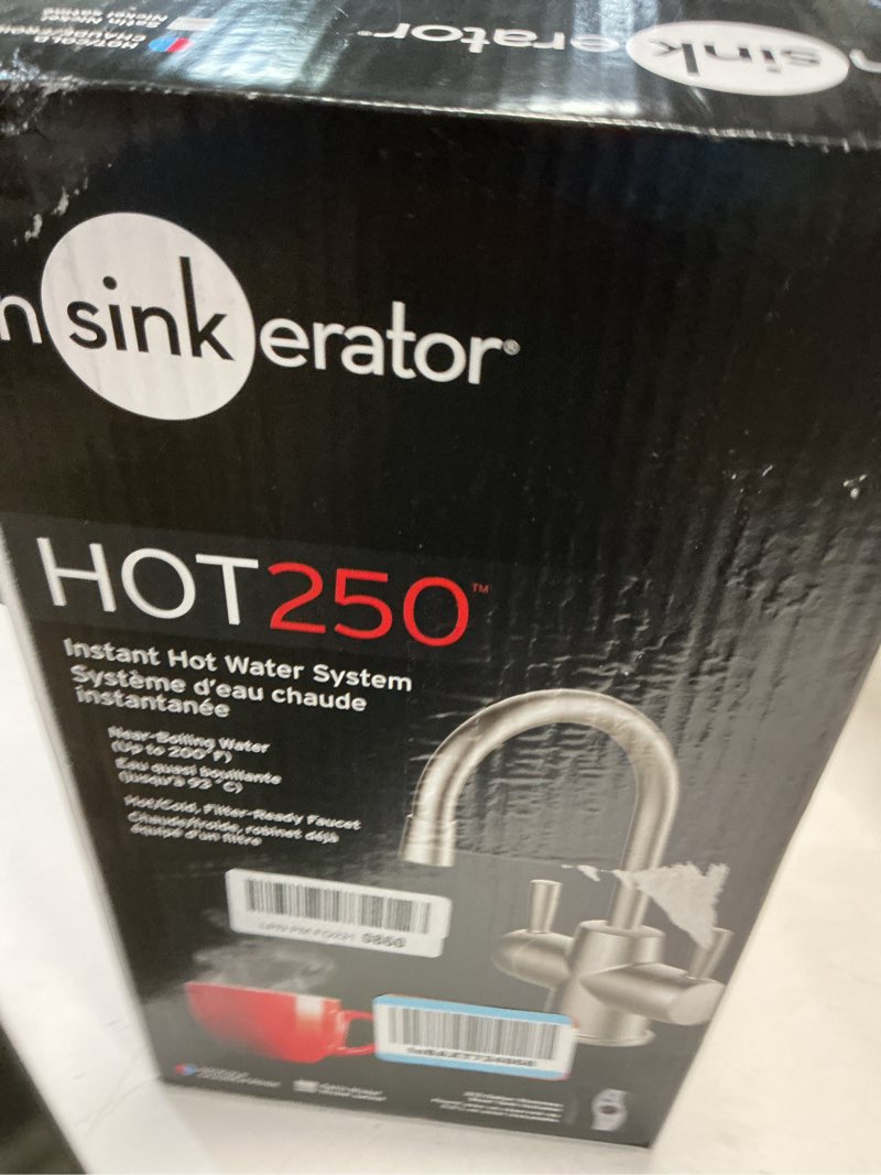 Condition photo showing New/Like New for InSinkErator HOT250 Instant Hot and Cold Water Dispenser System, 2-Handle Drinking Water Faucet in Satin Nickel with 2/3-Gallon, Filter-Compatible, Stainless Steel Tank, HC250SN-SS Satin Nickel HOT250 - Hot and Cold Dispenser