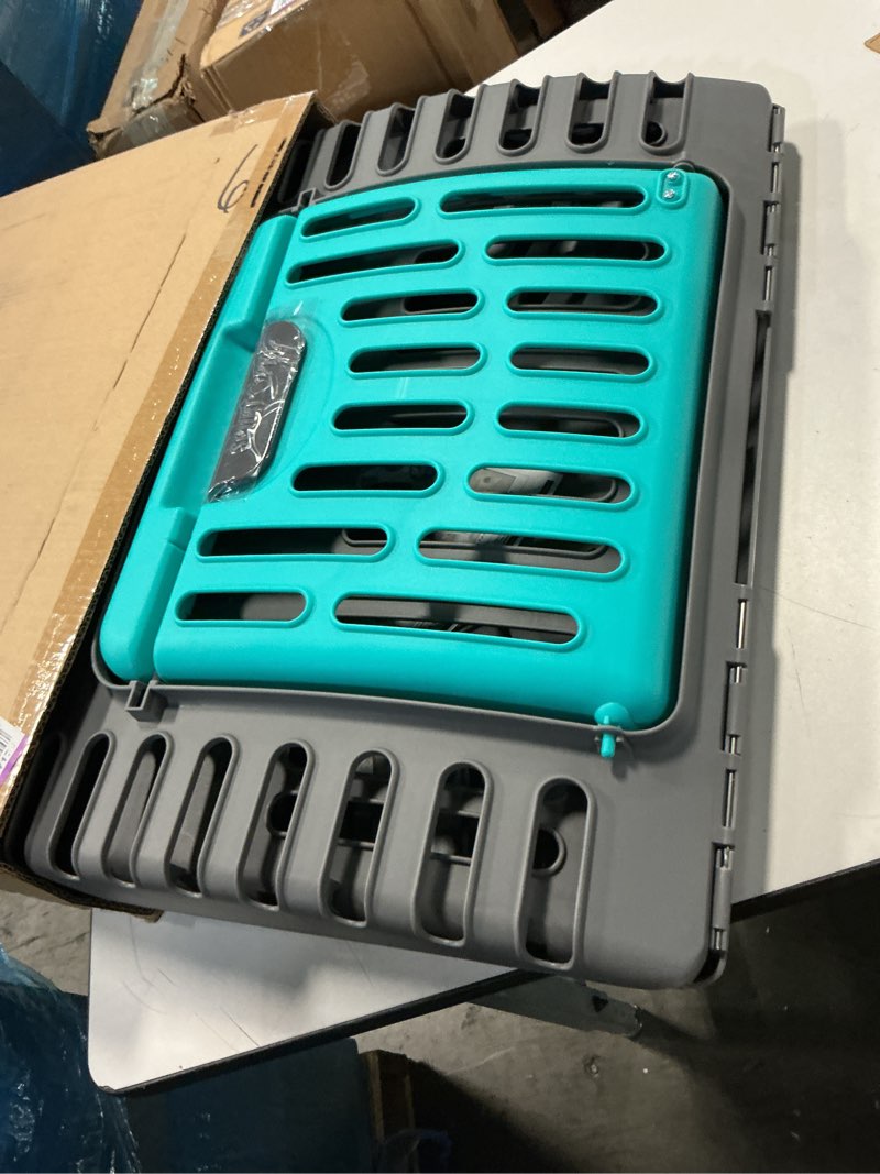 Condition photo showing Good Condition for sportpet x-large hard-sided travel cat carrier - cat carrier with patented wide side-opening door, foldable portable pet carrier for cats & small pets up to 35lbs - dark gray/teal xl carrier