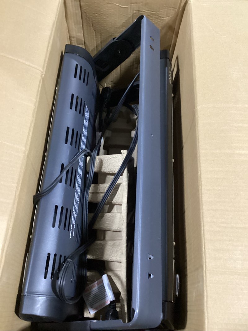 Condition photo showing New/Like New for Shinic 2 Packs Electric Garage Heaters, 1500W/750W Ceiling Mounted Heater Radiant Heaters with Halogen Light, 90 Degree Rotation, 5 Mode Settings, Space Heater for Garage, Shop, Large Room and Patio