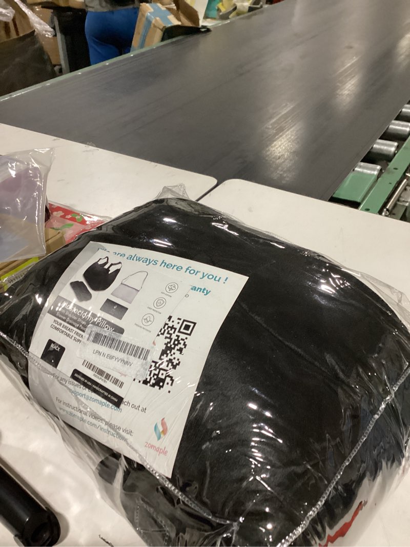 Condition photo showing New/Like New for zomaple mastectomy recovery pillow with strap, gel pack, seat belt cover & shower lanyard – post-op essentials, breast augmentation/reduction & recovery supplies – washable cover for comfort & support black 3
