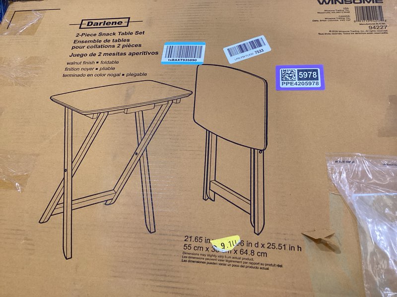 Condition photo showing Good Condition for winsome darlene set of 2 foldable snack tables, for living room, 26", walnut
