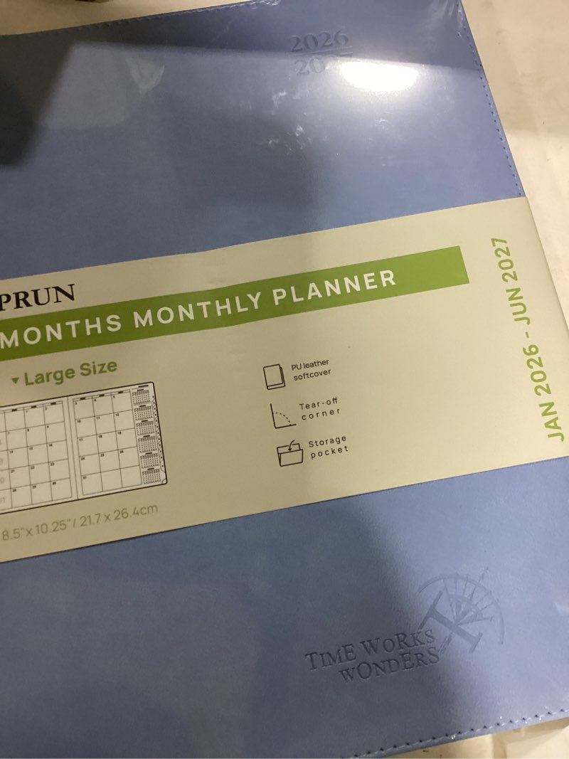 Condition photo showing New/Like New for POPRUN Monthly Planner 2026-2027 (Large- 8.5" x 10.5" Soft Cover), 18-Month Calendar Book (Jan.2026 - Jun. 2027), Calendar Planner with Monthly Tabs & Pocket, 100 GSM Paper - Blue Blue Large - 8.5'' x 10.5'' Jan. 2026 - Jun. 2027