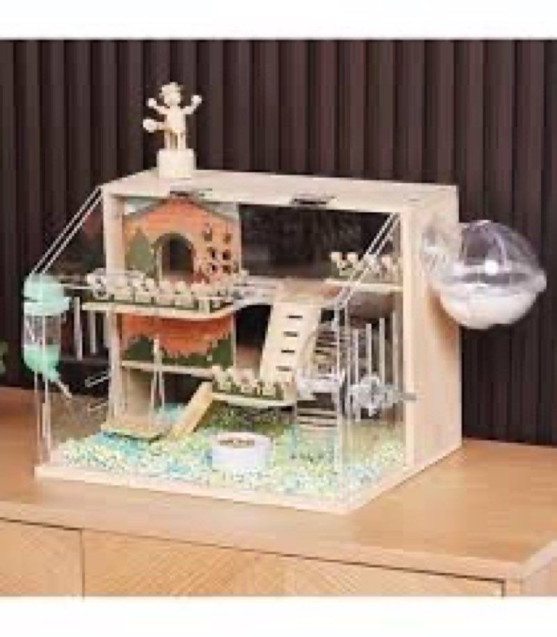 Acrylic Hamster House, Clear, Easy, Small Cage for Small Pet Mice Gerbils, House(House)