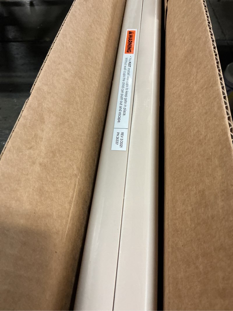 Condition photo showing As Is for Toddleroo by North States 42” Wide Supergate Ergo Baby Gate, Made in USA: For Doorways or stairways. Includes Wall Cups. Pressure or Hardware Mount. 26” - 42” Wide (26" Tall, Sand) (B01HG7E5R8)