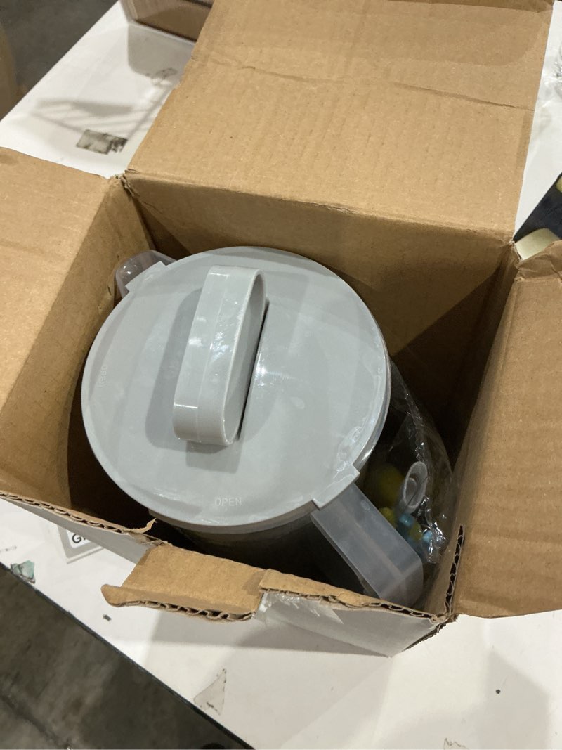 Condition photo showing As Is for 1 pack mixing pitcher for drink, 2 quart/ 64oz plastic water pitcher with lid and clean sponge brush, angled plastic blades and adjustable mixer plunger for juice, milk, beverage container