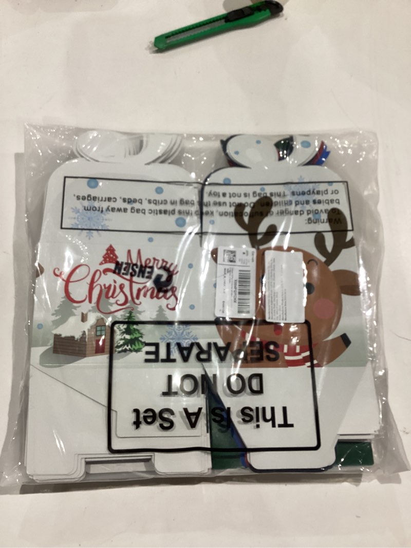 Condition photo showing New/Like New for Censen 32 Pcs Christmas Goody Gift Boxes with Bow 3D Christmas Treat Goodie Boxes Cardboard for Holiday Xmas Party Favors Supplies, 4.7 x 4.7 x 3.5 Inches, 8 Styles