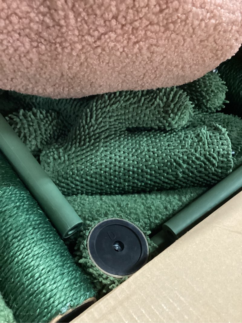 Condition photo showing As Is for YUNIQUE Cat Tree with Cat Condo Scratch Post and Big Hammock, Green