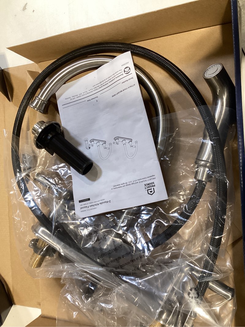 Project Source Brice Stainless steel Double Handle Deck-mount Kitchen Faucet (Includes Deck Plate) (Includes Side Sprayer)