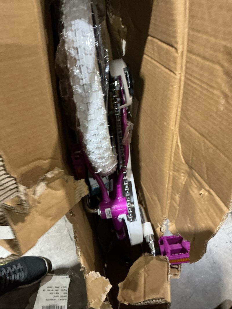 Condition photo showing As Is for huffy 16" sea star kids' bike, fits riders 42" - 48", purple, youth, girls