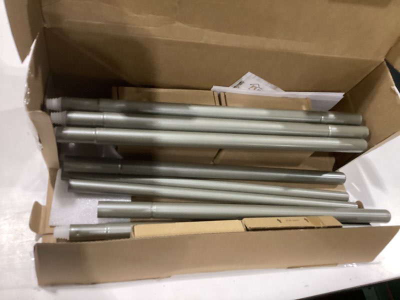 Condition photo showing As Is for kamanina 2 pack curtain rods 32 to 58 inches (2.6-4.8ft), 3/4 inch curtain rods for windows splicing adjustable single drapery rod with twisted cage finial, for indoor and outdoor, antique silver antique silver 32-58" (2 pack)