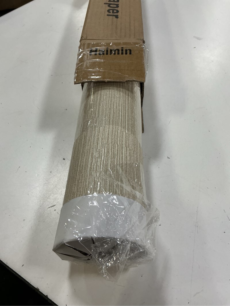 Condition photo showing Good Condition for haimin grasscloth wallpaper peel and stick 20.9in x 393in fabric contact paper wall paper textured wallpaper horizontal stripes look self-adhesive thick vinyl embossed (beige)
