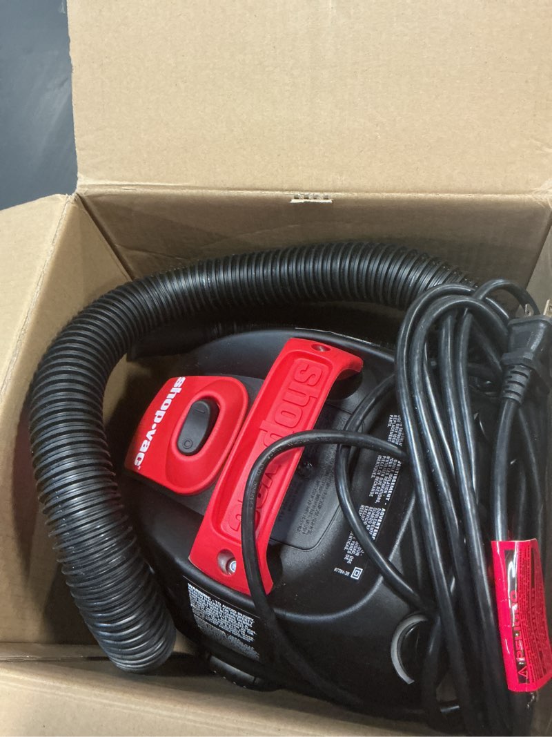 Condition photo showing New/Like New for shop-vac 9303511 2.5 gallon wet dry vacuum, 2.5 peak hp, 1.25 inch diameter x 4 foot hose, 12 ft cord length, wall mounted, includes filters, ideal for jobsite, garage, car & workshop
