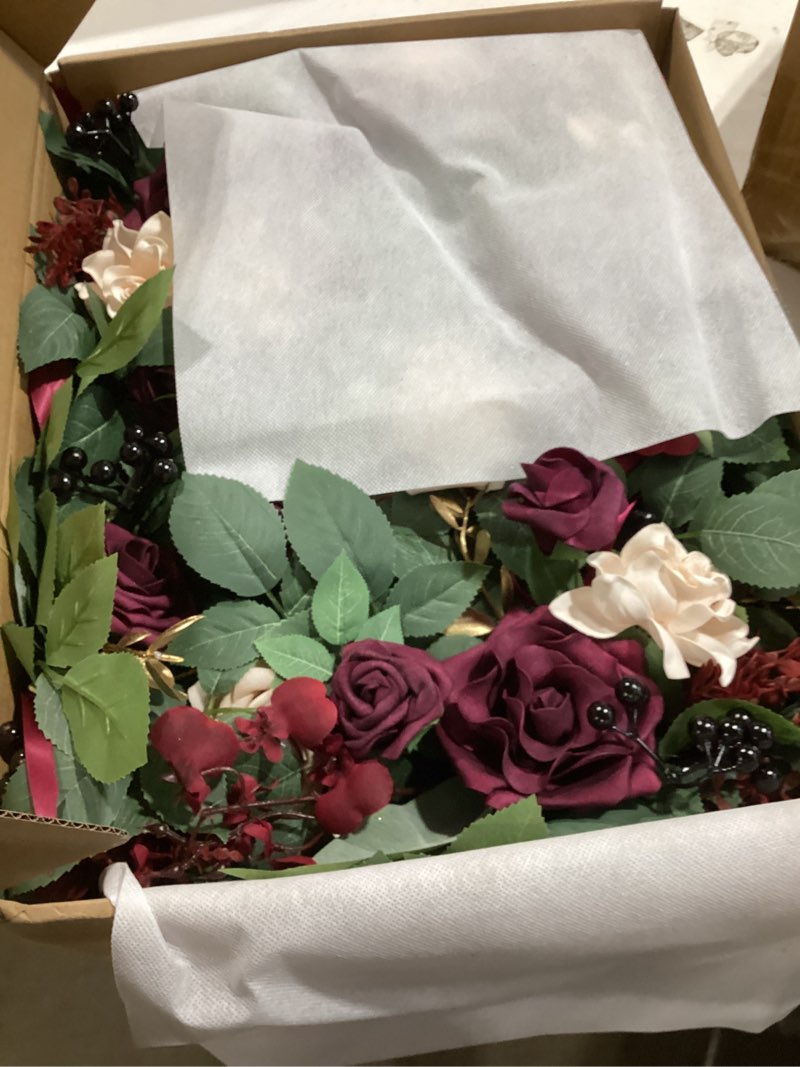 Condition photo showing Good Condition for ling's moment 6pack 2ft burgundy artificial flowers garland marsala & blush lantern flower arch floral centerpieces wedding aisle decor chair flowers for signs diy table wall window cake decoration red-marsala & blush