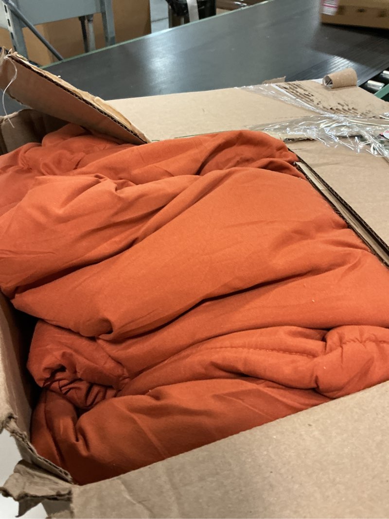 Condition photo showing As Is for cozylux queen size comforter sets - 7 piece bed in a bag terracotta comforter set with sheets queen bed set all seasons, bedding set with down alternative comforter, sheets, pillowcases & shams terracotta queen