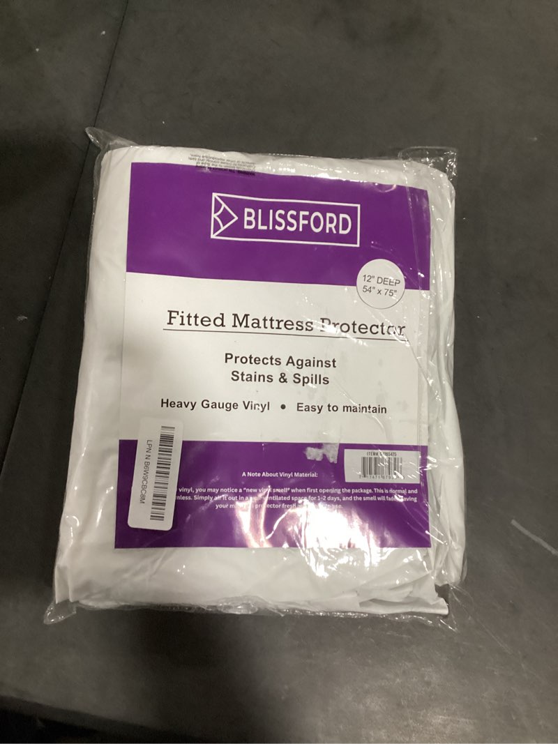 Condition photo showing Good Condition for blissford plastic mattress protector - heavy duty, fitted vinyl - plastic mattress cover full, rubber sheets for bedwetting adult or child, 100% waterproof sheets full size full – 54" x 75"