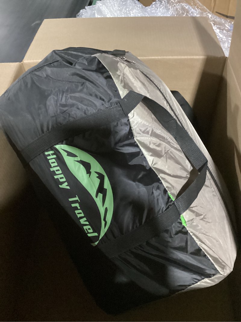 Condition photo showing Good Condition for happy travel tent 6 person tents for camping, waterproof easy setup camping tent with rainfly, portable large family cabin tent with 5 large mesh windows and carry bag for outdoor camping & hiking black
