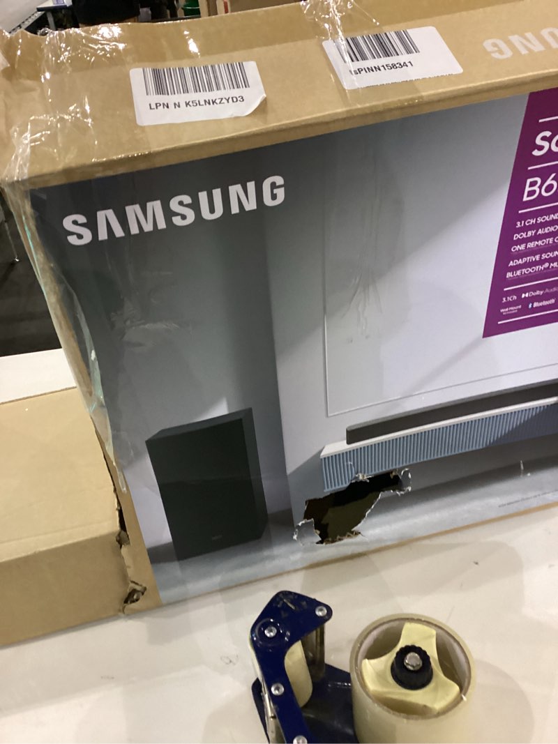Condition photo showing As Is for Samsung B-Series Soundbar HW-B630F 3.1 ch DTS Virtual:X Soundbar with Subwoofer (2025 Model) One Remote Control, Voice Enhance Mode, Adaptive Sound HW-B630F Soundbar