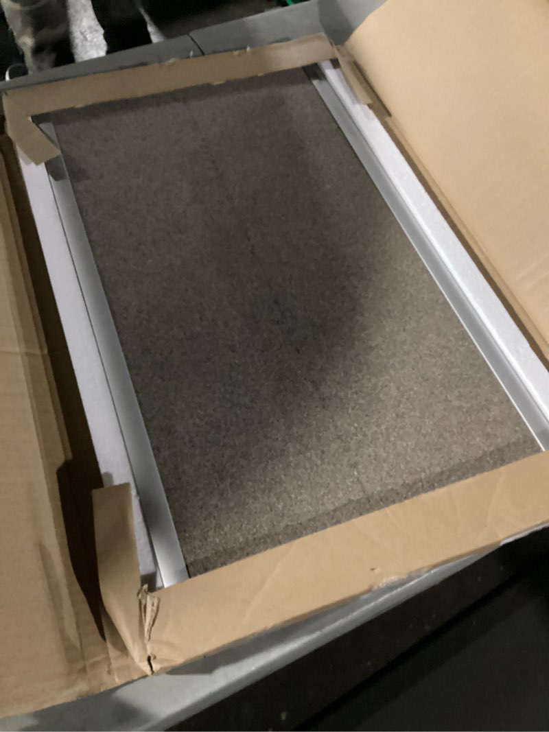 Condition photo showing As Is for Quartet Bulletin Board, 24" x 14", Corkboard, Cubicle, Arc, Aluminum Frame (ARCB2414)