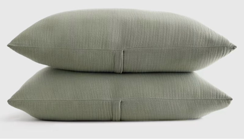 organic airy gauze sham set 2 size 20in x 26in green