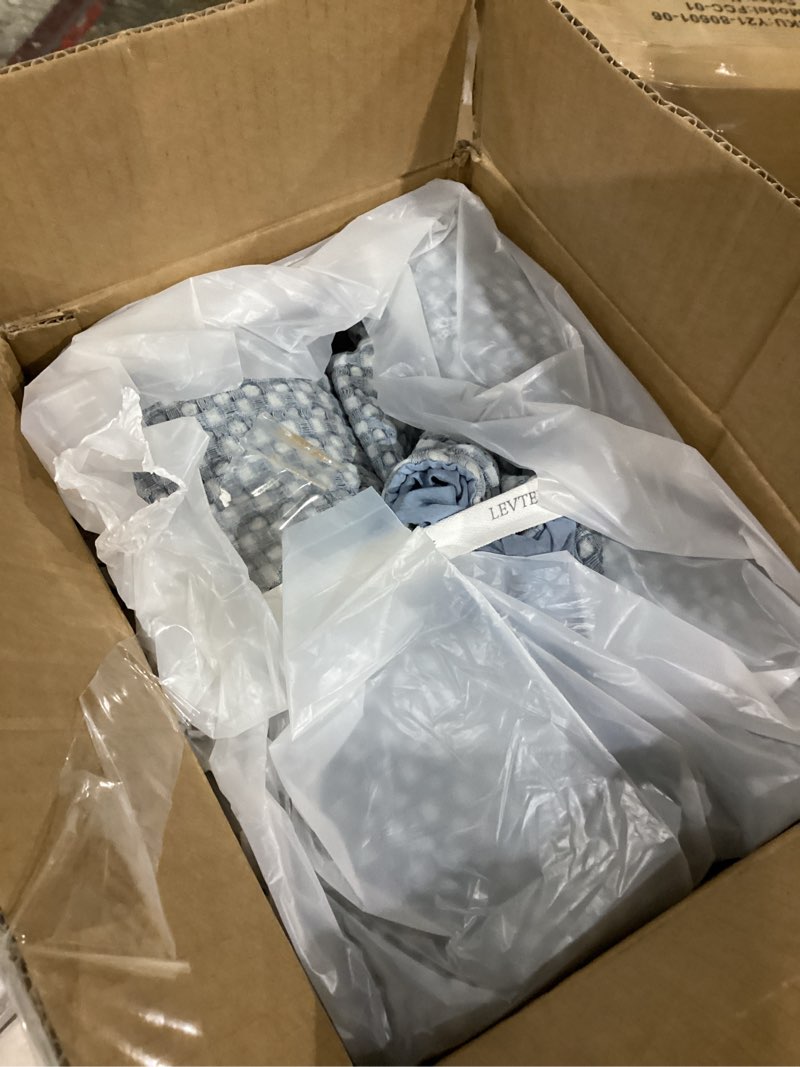 levtex home mills waffle king/cal king quilt set (106x92in) with 2 pillow shams (36x20in) - chambray